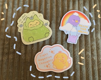 Autocollants Kawaii Positivity Poke | Stickers bouteille d'eau