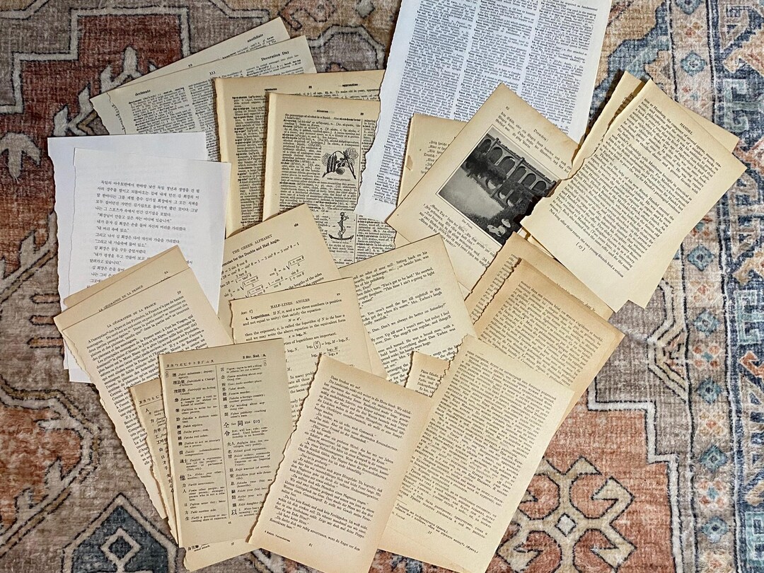 Vintage Book Paper Ephemera Pack 1890-1978 Mixed Lot of 50 Pages ...
