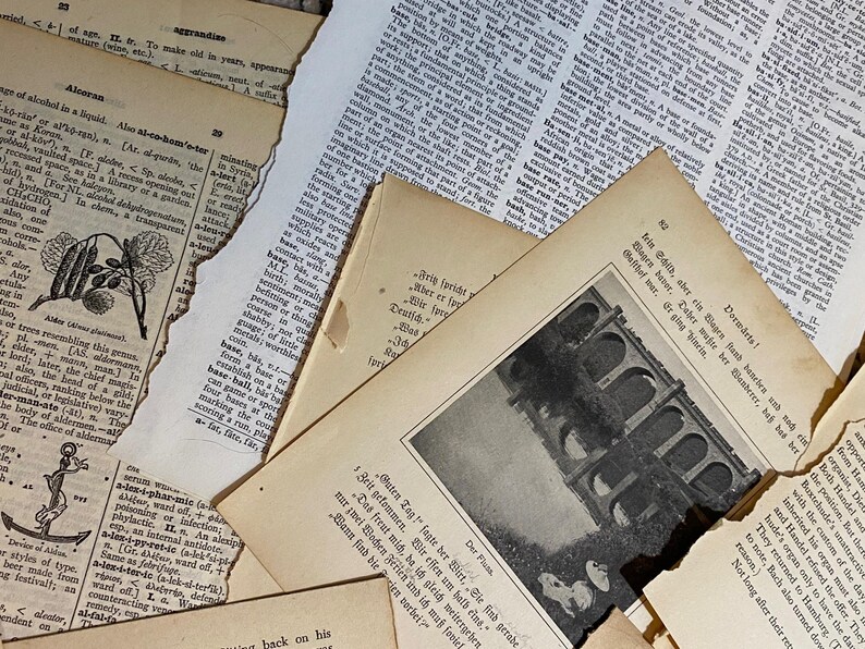 Vintage Book Paper Ephemera Pack 1890-1978 Mixed Lot of 50 Pages ...