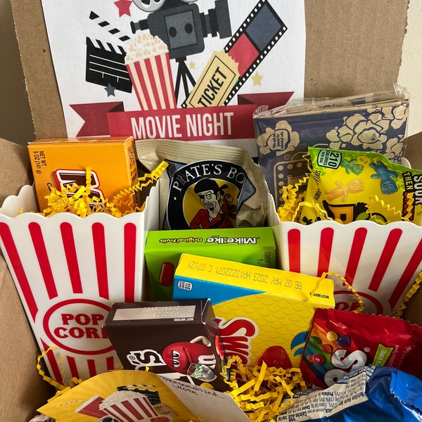 Movie Night Care Package - Popcorn Gift Set - Family Movie Night