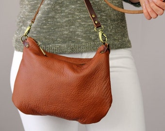 Brown leather crossbody bag - soft leather bag - medium bag - crossbody purse. A great size for everyday essentials.