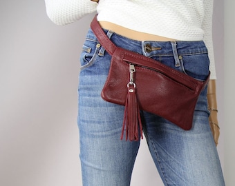 Italian Leather Fanny Pack: Mini Belt Bag with Adjustable Strap
