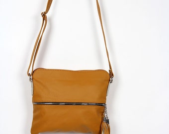 Braune Leder Umhängetasche, Kleine Minimalistische Handtasche