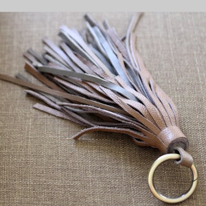 Leather tassel keychain, Large tassel, LONG tassel,Leather tassel purse charm/Leather bag charm,  lether purse tassel