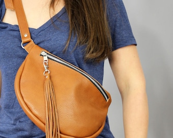 Women Belt Bags Lady Fashion Tan Leather Waists Phones Envelopes Pouch Leather Belt Bag Leather Belt Bag  Leather Woman Bag