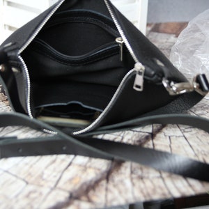 Black leather crossbody bag Leather bag Best selling Purse Very soft handmade leather shoulder bag leather crossbody purse image 5