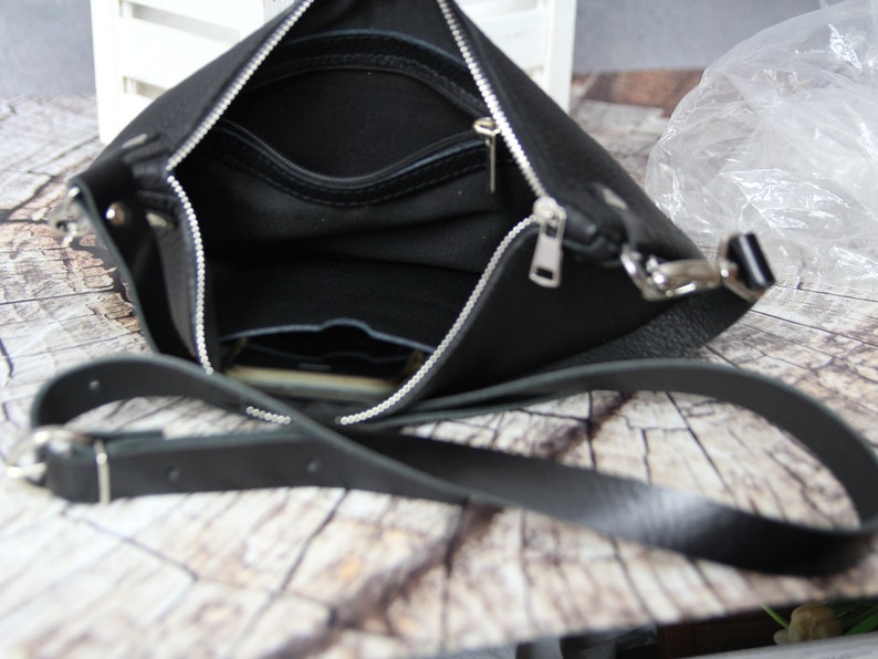 Black leather crossbody bag Leather bag Best selling Purse Very soft handmade leather shoulder bag leather crossbody purse image 5