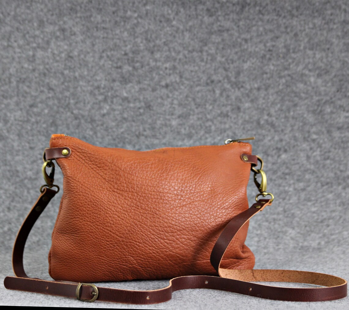 Brown leather crossbody bag soft leather bag medium bag Etsy