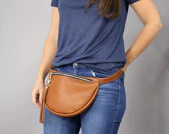 Leather Fanny Pack: Italian Leather Crossbody Belt Bag