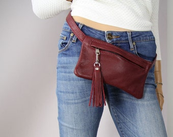 Italian Leather Fanny Pack: Women's Belt Bag with Adjustable Strap