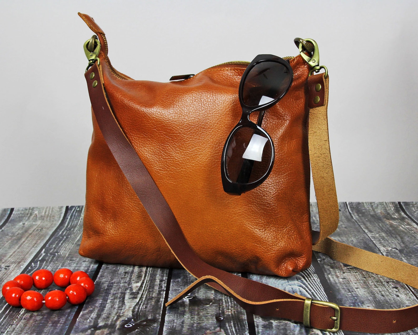 Women Crossbody Bag Tan Leather Crossbody Everyday Bag Etsy