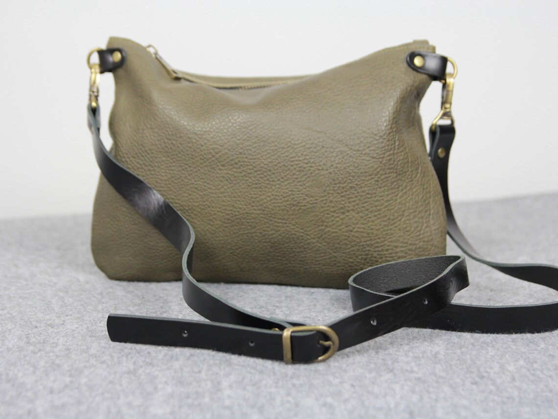 Small Leather Crossbody Bag Olive Green Leather Soft Etsy