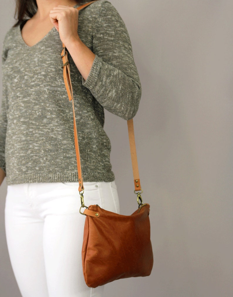 Leather Crossbody Bag Tan Leather Purse Medium Bag for Women Etsy