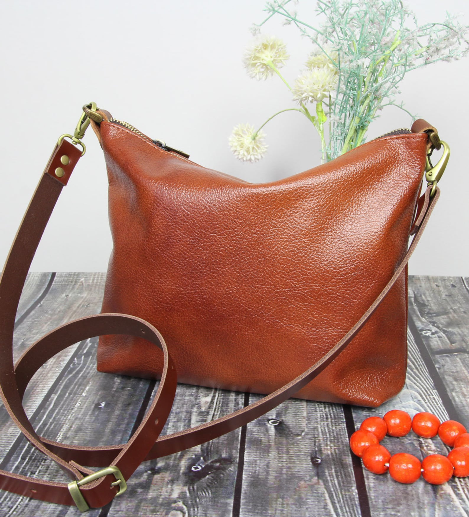 Women Crossbody Bag Tan Leather Crossbody Everyday Bag Etsy