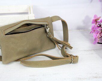 Leather Fanny Pack: Italian Leather Belt Bag, Silver Hardware