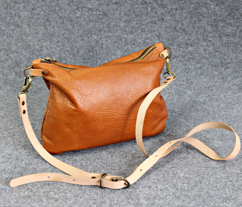 Leather Crossbody Bag Tan Leather Purse Medium Bag for Women Etsy