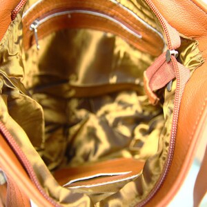 Leder Crossbody Tasche für Frauen mit Reißverschluss und verstellbarem Riemen, Kleiner Cross body, Orange Leder Boho Tasche mit Reißverschluss, Kleine Leder Geldbörse Bild 7