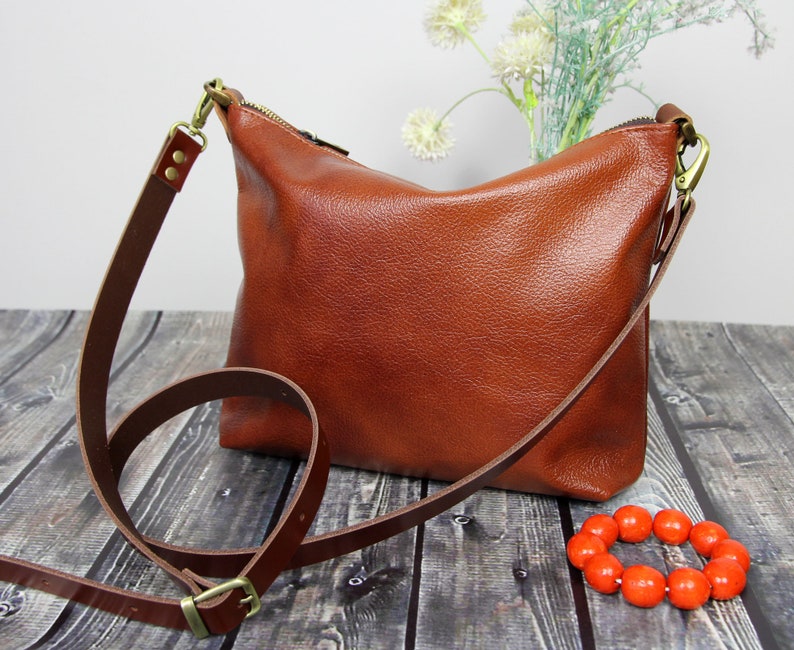Women Crossbody Bag Tan Leather Crossbody Everyday Bag Etsy