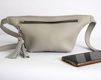 Leather fanny  pack for  woman,  leather belt bag for woman, bum bag,Belt Bag Women  Beige fanny pack for woman