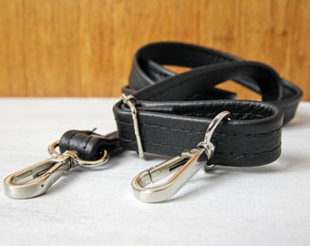 Strap for Shoulder Bag Handbags, Black Leather Detachable Strap, Purse Strap, Adjustable Crossbody,  Leather Purse Strap