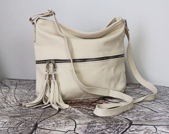 Leder Crossbody Tasche für Frauen - Kleine Leder Crossbody Tasche - Kleine Ledertasche mit verstellbarem Riemen und Reißverschluss, Crossbody Handtasche