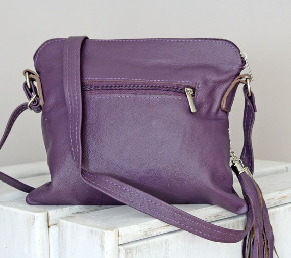 Purple leather crossbody best sale purse