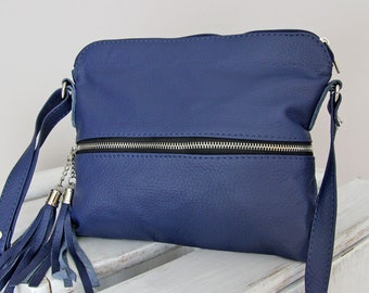 Shoulder Purse, Leather Bag Purse for womens, Small  CROSSBODY BAG , Navy Blue Leather Crossbody Bag,  Cross body purse