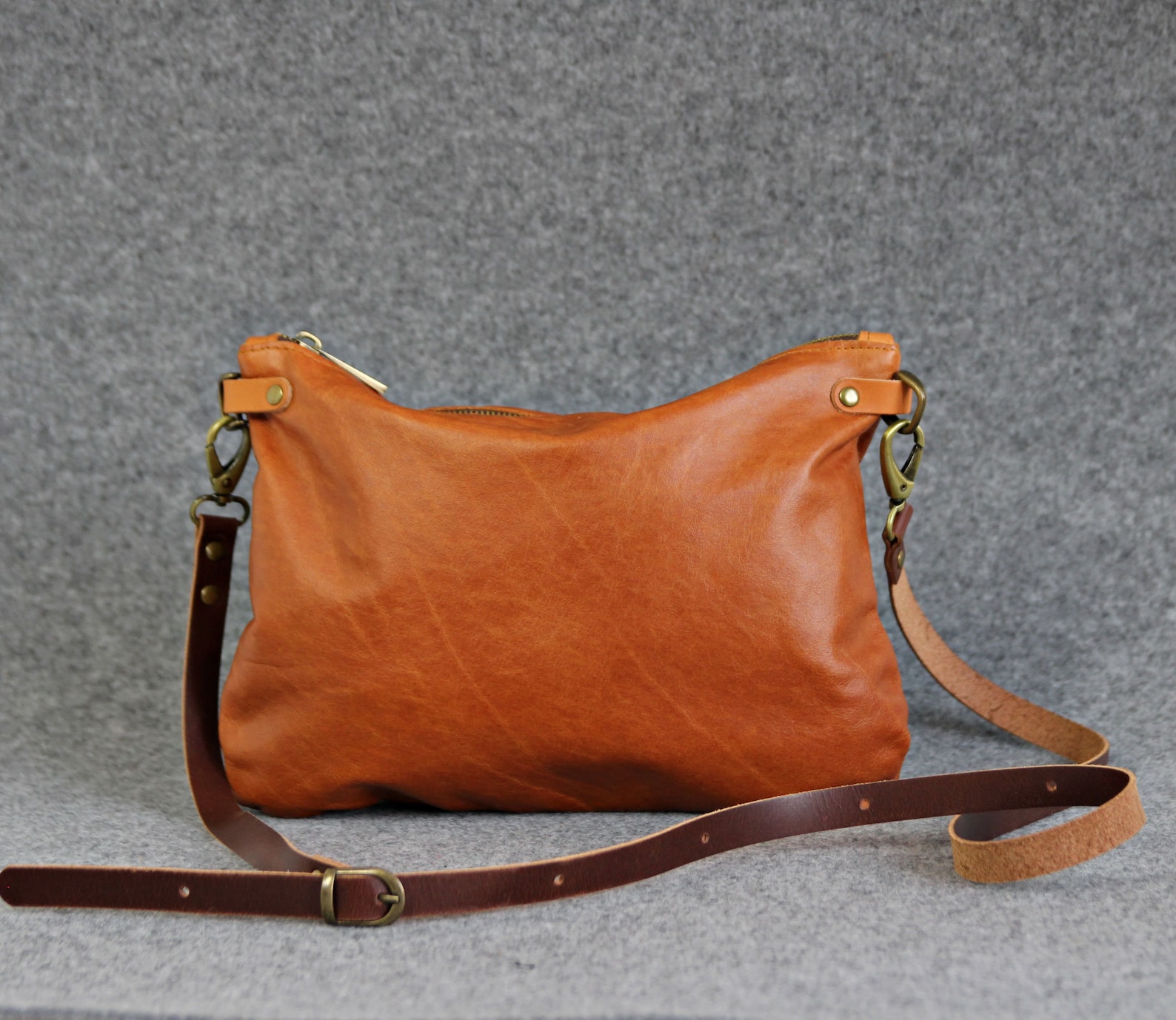 Crossbody Purse in Distressed Leather Tan Leather Leather Etsy