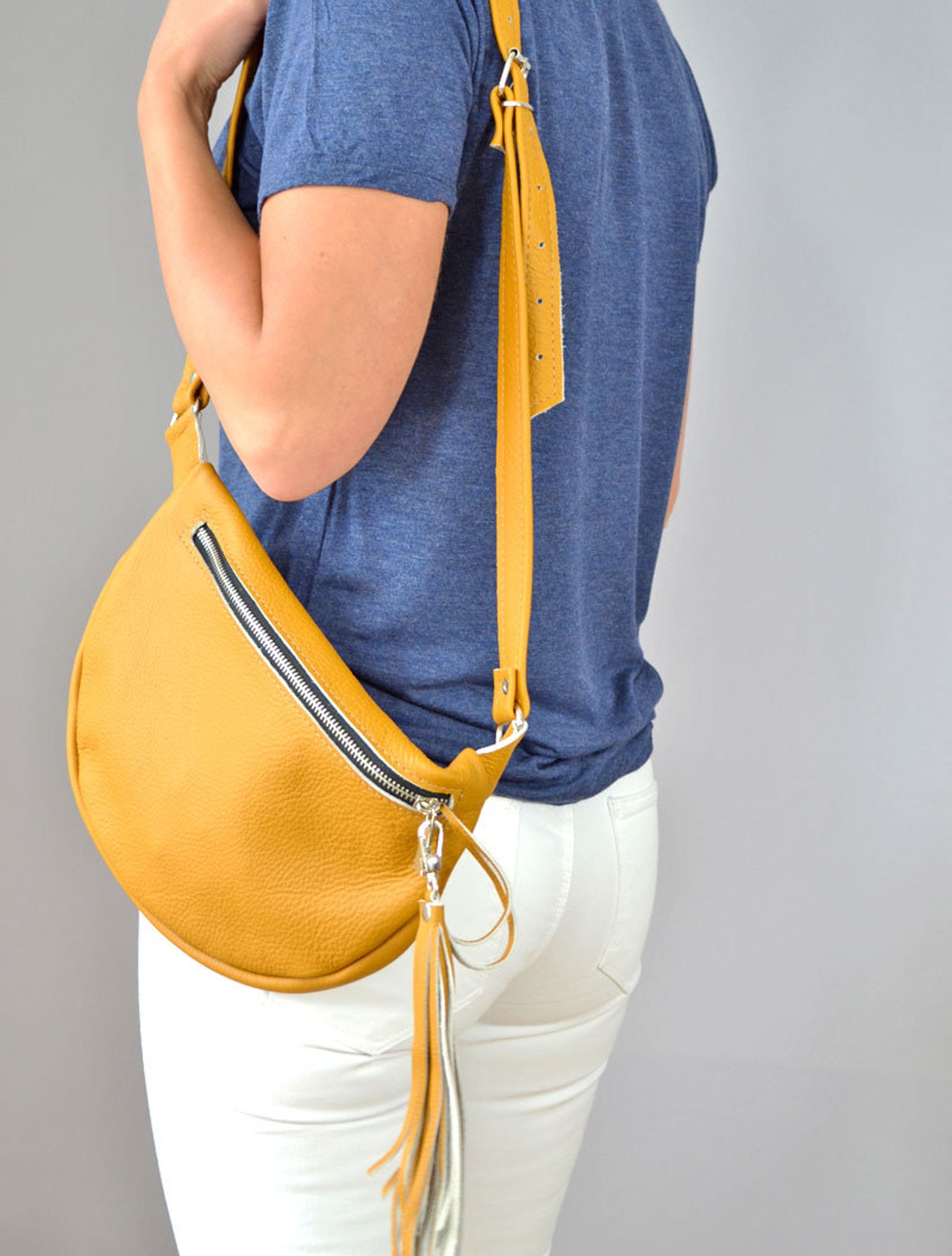 Yellow Leather Fanny Pack Waistbelt Bag Yellow Fanny Pack Etsy UK