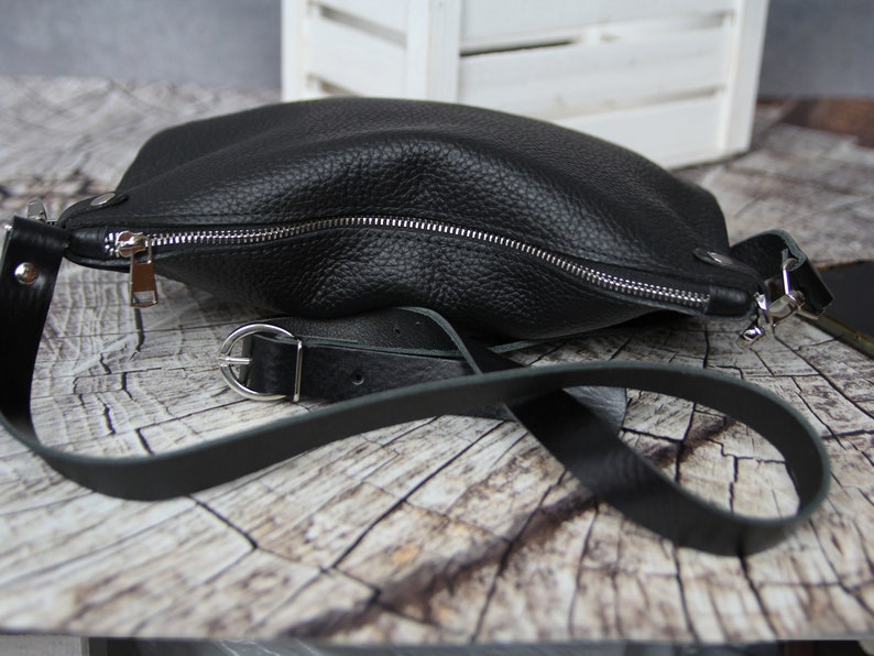 Black leather crossbody bag Leather bag Best selling Purse Very soft handmade leather shoulder bag leather crossbody purse image 4