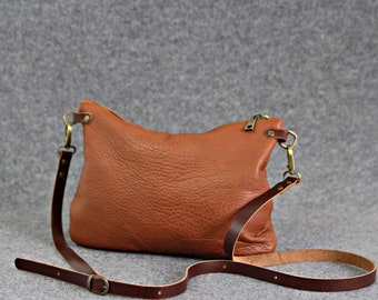 Italian Leather Crossbody Bag: Soft Leather Satchel with Adjustable Strap