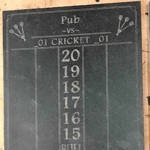 Cricket Scoreboard - Darts Scoreboard- Slate Chalkboard - Outchart 24&quot;x12&quot; Personalized