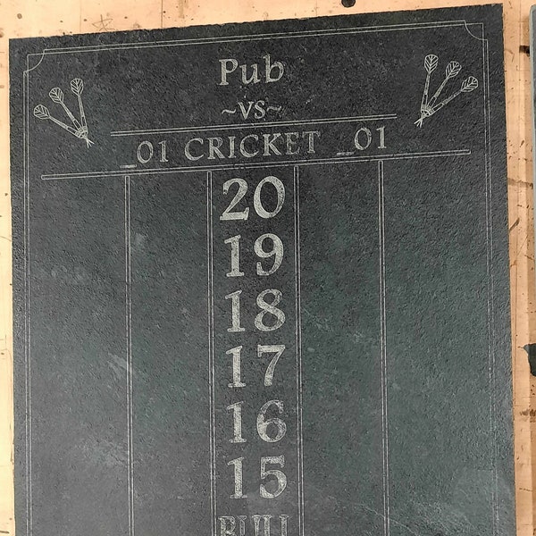 Cricket Scoreboard - Darts Scoreboard- Slate Chalkboard - Outchart 24"x12" Personalized