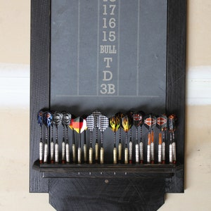 Deluxe Cedar Dart Scoreboard: Slate Chalkboard & Dart Holder