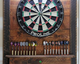 Darts Board Cabinet Dartboard Backboard Darts Storage In The Etsy