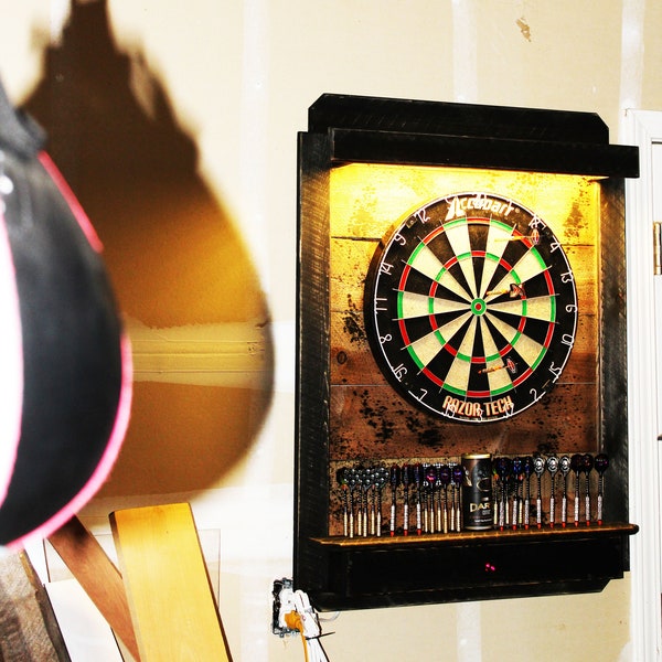 Dartboard cabinet LED Lights - Laser line - Wi-Fi Voice/App Controlled play Darts