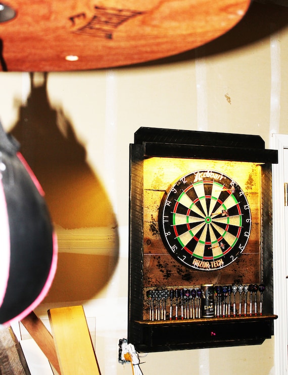 Dartboard Cabinet Led Lights Laser Line Wi Fi Voice App Etsy