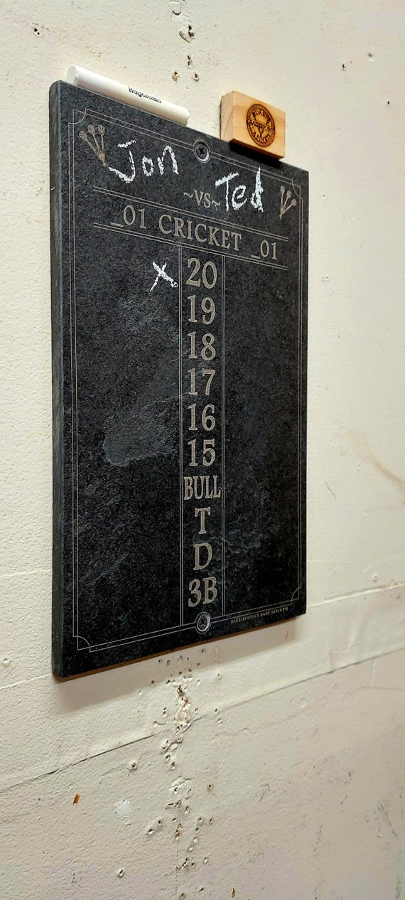 Darts Scoreboard - Cricket Scoreboard - Slate Chalkboard -12