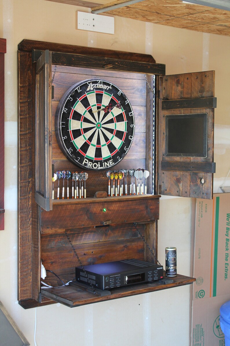 Deluxe Dartboard Darts Board Backboard LED Lighted Etsy