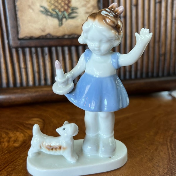 Vintage Lippelsdorf Porcelain Girl Figurine with Dog