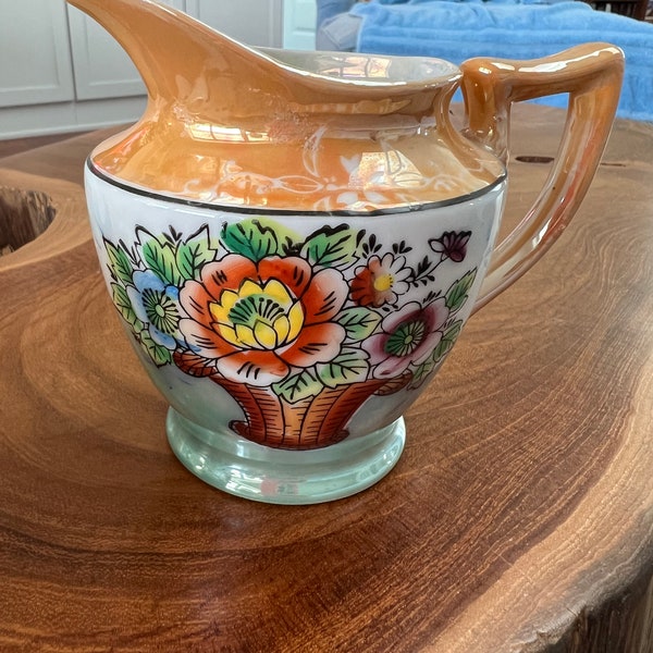 Vintage Hand Painted Japanese Lustreware Creamer