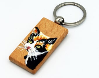 Hand-Painted Pet Portrait Keychain: Custom Dog or Cat Art