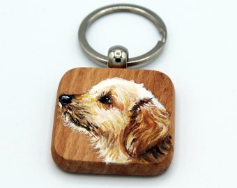 Custom Pet Memorial Keychain, Personalized Pet Keychain, Hand Painted Pet Keychain, Pet Keychain For Boyfriend, Custom Pet Painting On Wood