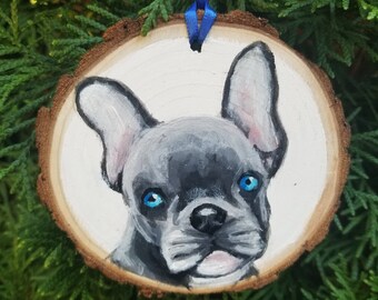 Pet Wood Slice Ornament, Ornament Hand Painted, Custom Pet Portrait Wooden Ornament, Christmas Gift Stocking Stuffer, Personalised Pet Art