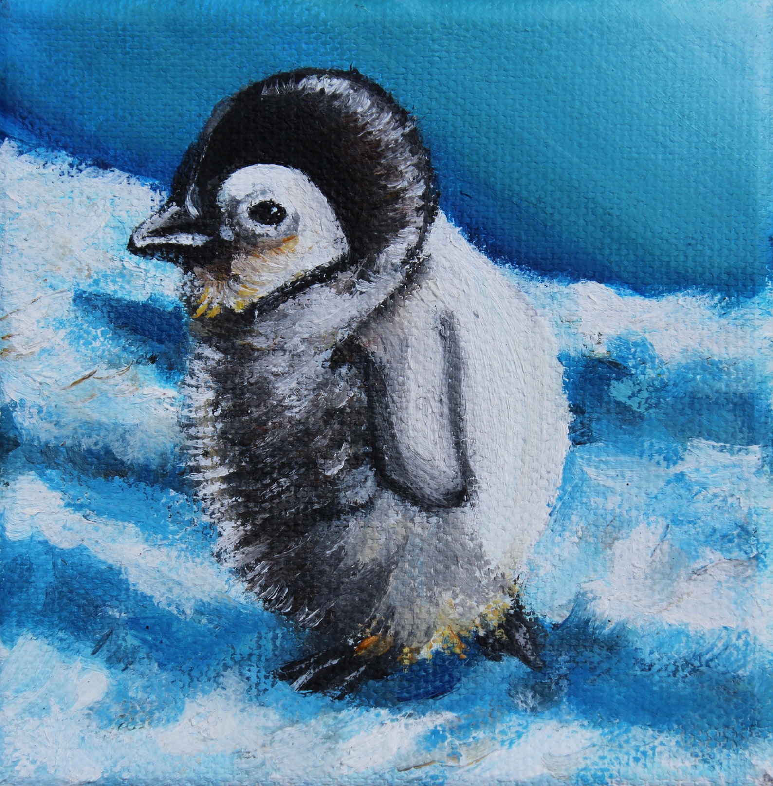 Cute Penguin Oil Painting Small Painting Original Art - Etsy