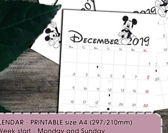 printable calendar 2019 etsy printable calendar starting with monday