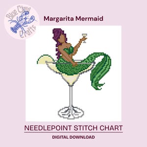 Margarita Mermaid Stickvorlage, digitale Stickvorlage PDF für Kreuzstich und Nadelspitze