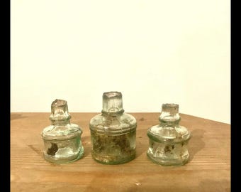Job lot of 3 victorian ink bottles found mudlarking