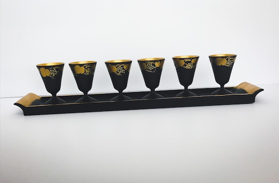 Japanese Lacquer Sake Cup Black with Gold Edge