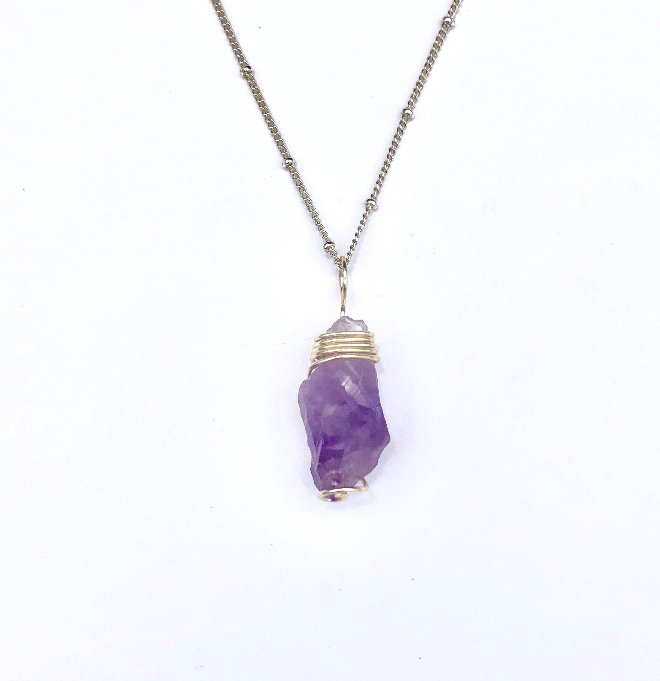 Amethyst Crystal Point Pendant Necklace